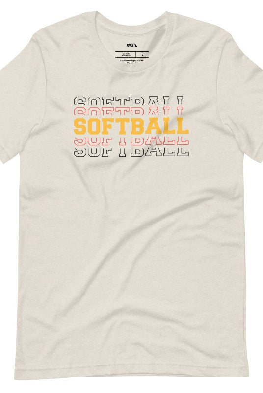 Softball sports lettering heather dust graphic tee.