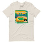 Yellowstone National Park Graphic on a heather dust shirt.