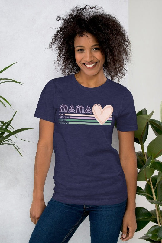 Navy Mama- Loved, Hardworking, Selfless, Protective Graphic Tee - Mama Shirts, Mom Shirts | Graphic Tees, Navy Graphic Tees