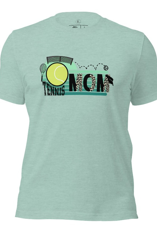 Serve up style and support with our chic tennis mom shirt. Designed for moms cheering on their tennis prodigies on a heather prism dusty blue shirt. 