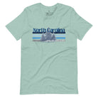 Show your school pride with this iconic North Carolina wordmark t-shirt. Made from premium materials, it features a North Carolina tree line in a the cool Carolina blue colors, representing a tradition of excellence for the nature that North Carolina offers on a heather prism dusty blue shirt. 