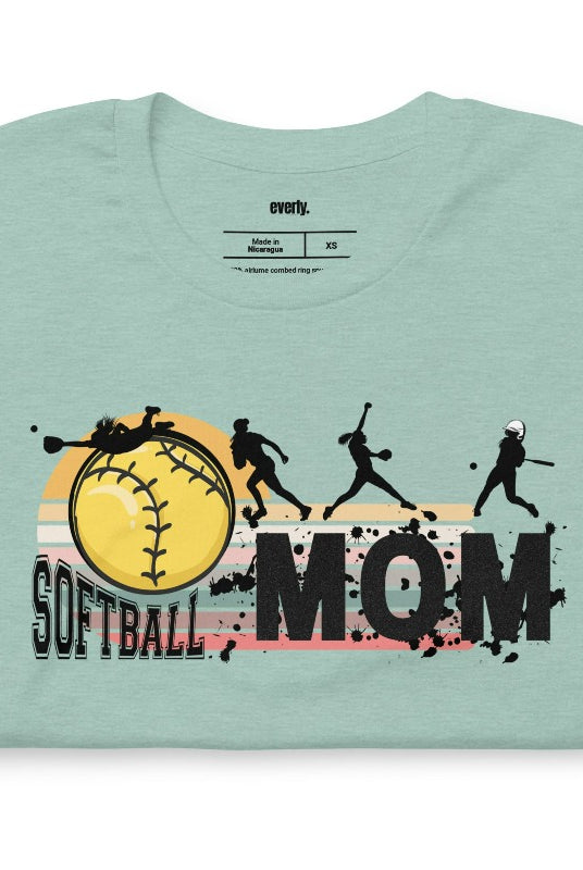 Softball mom heather prism dusty blue graphic tee.