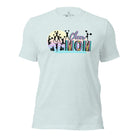 Get your cheer on with our stylish cheer mom shirt. Perfect for proud moms supporting their cheering stars. Made with love, this shirt combines comfort and fashion, letting you show off your team spirit. Join the cheer squad and cheer your heart out in style on a heather prism ice blue shirt. 