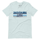 Show your school pride with this iconic North Carolina wordmark t-shirt. Made from premium materials, it features a North Carolina tree line in a the cool Carolina blue colors, representing a tradition of excellence for the nature that North Carolina offers on a heather prism ice blue shirt. 