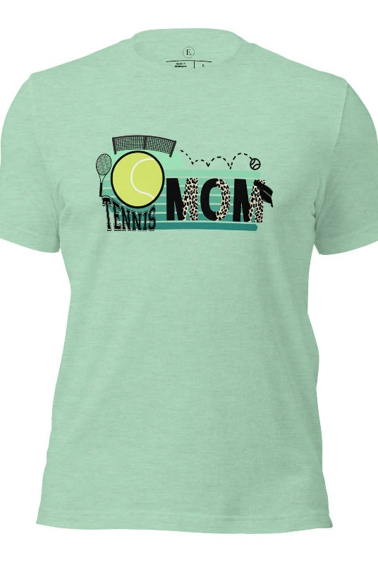 Serve up style and support with our chic tennis mom shirt. Designed for moms cheering on their tennis prodigies on a heather prism mint shirt.