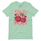 Express your affection with our charming Valentine's Day shirt! Featuring adorable cherries and the sweet message " I Love You Cherry Much," on a heather prism mint shirt. 
