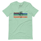 Celebrate your love for the Florida Gators with our modern-inspired retro t-shirt. It captures the essence of campus life, featuring school colors in lines and a palm tree motif on a heather prism mint shirt. 