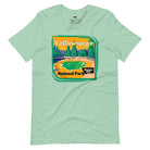 Yellowstone National Park Graphic on a heather prism mint shirt.