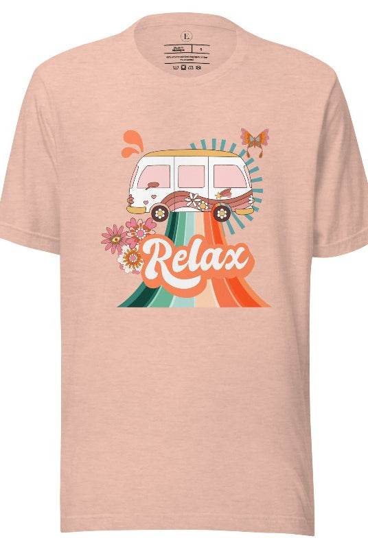 Add a touch of retro charm to your wardrobe with our pastel retro van shirt. Featuring a delightful vintage van design in soft pastel colors, this shirt exudes a whimsical and nostalgic vibe on a heather prism peach shirt. 