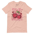 Express your affection with our charming Valentine's Day shirt! Featuring adorable cherries and the sweet message " I Love You Cherry Much," on a heather prism peach shirt. 