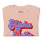 Heather peach graphic tee featuring 'Alpha Delta Chi' in retro lettering