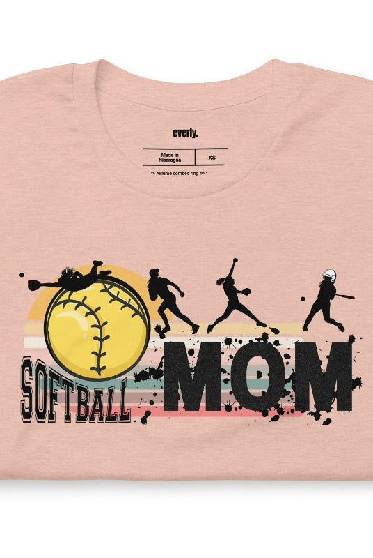 Softball mom heather prism peach graphic tee.