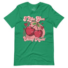 Express your affection with our charming Valentine's Day shirt! Featuring adorable cherries and the sweet message " I Love You Cherry Much," on a kelly green shirt. 