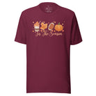 Tis the Season Fall Shirt! Fall Coffee, Fall Leaf, Football, Pumpkin on front chest of a maroon colored shirt