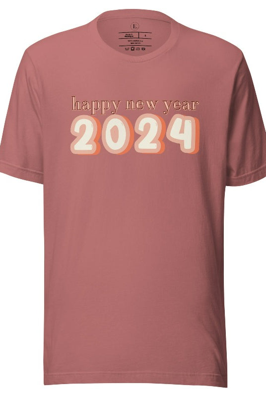 Welcome 2024 in style with our exclusive Happy New Year shirt design! Featuring vibrant graphics and festive typography, this high- quality on a mauve shirt. 