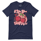 Express your affection with our charming Valentine's Day shirt! Featuring adorable cherries and the sweet message " I Love You Cherry Much," on a navy shirt. 