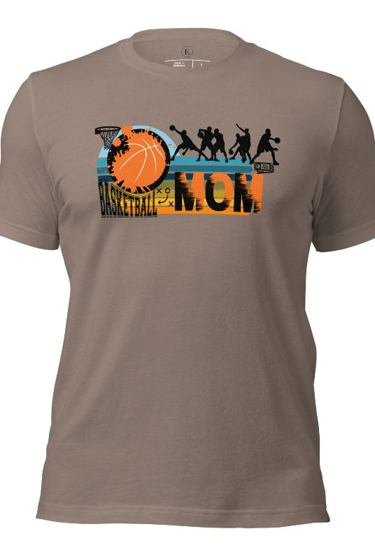 Show off your pride and support for your basketball-playing child with our trendy basketball mom shirt. Designed with love, this shirt is perfect for cheering on your little baller. Stay comfortable and stylish while showcasing your team spirit. Get yours today and rock the sidelines like a proud basketball mom on a pebble colored shirt. 