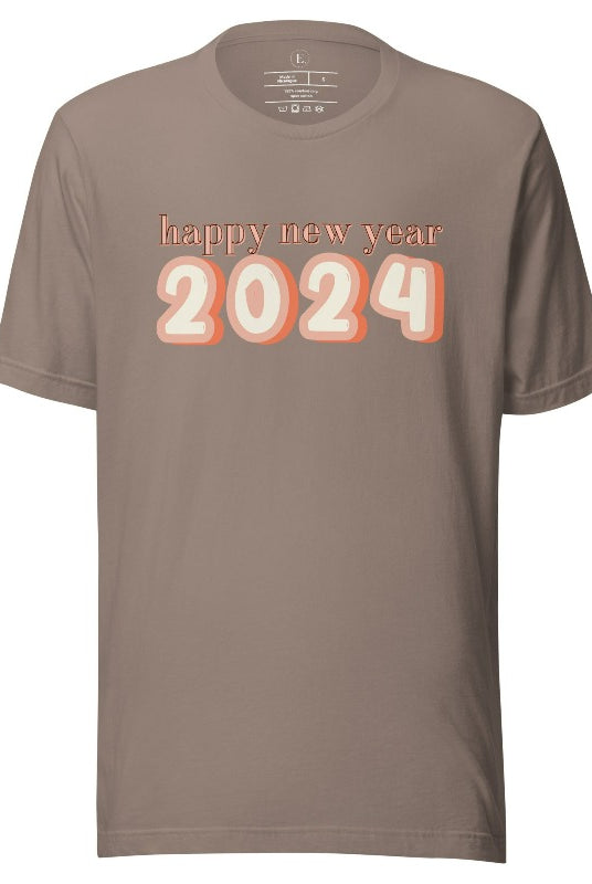 Welcome 2024 in style with our exclusive Happy New Year shirt design! Featuring vibrant graphics and festive typography, this high- quality on a pebble shirt. 