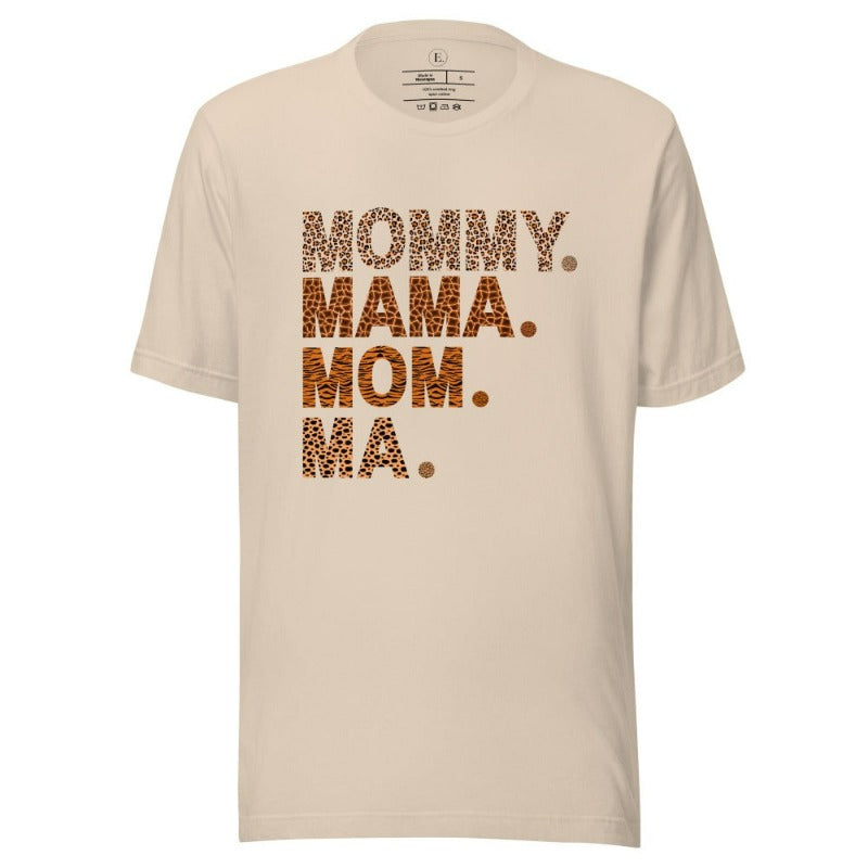 Animal Print Mommy Mama Mom Ma on soft cream graphic tee