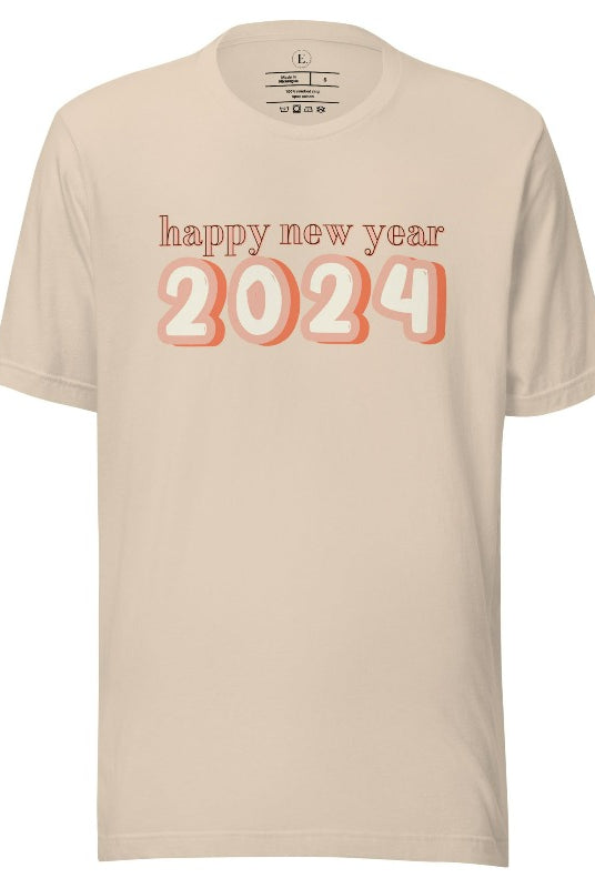 Welcome 2024 in style with our exclusive Happy New Year shirt design! Featuring vibrant graphics and festive typography, this high- quality on a soft cream shirt. 
