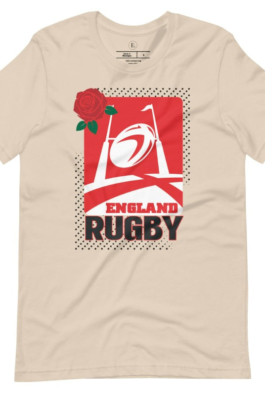 Introducing our England Rugby Graphic T-Shirt – the ultimate expression of style, passion, and support for the English rugby team on a soft cream shirt.