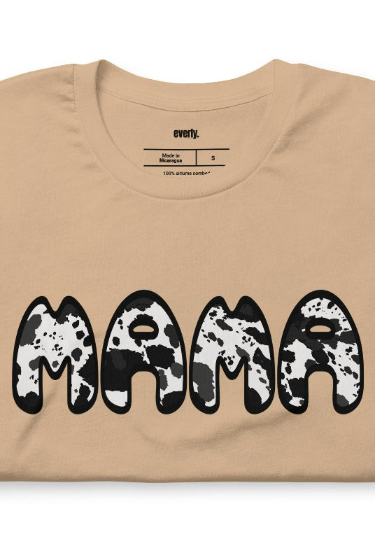 Tan Mama Cow Hide Print Graphic Tee - Mama & Mom Shirts | White Graphic Tees, Tan Graphic Tees