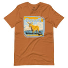 Toast Bella + Canvas 3001 t-shirt featuring a colorful Denali National Park graphic with a moose and mountains, showcasing the beauty of Alaska's wilderness.