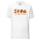 Tis the Season Fall Shirt! Fall Coffee, Fall Leaf, Football, Pumpkin on front chest of a white colored shirt