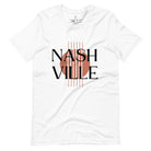 Capture the essence of Nashville with our minimalistic country western T-shirt. Featuring the iconic word "Nashville" with guitar strings silhouette, on a white shirt. 