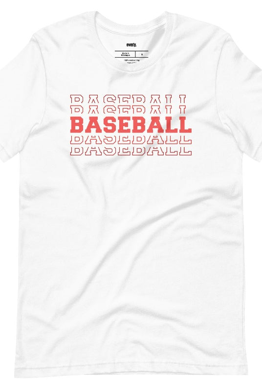 Baseball Sports Lettering Graphic Tee - Unisex style, perfect for men and women. Show your love for baseball with this stylish design. Get yours now! White graphic Tee