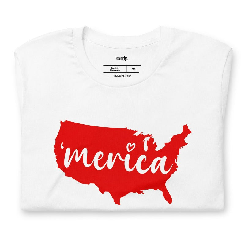 USA 'Merica PNG Sublimation Digital Download Design, on a white graphic tee. 