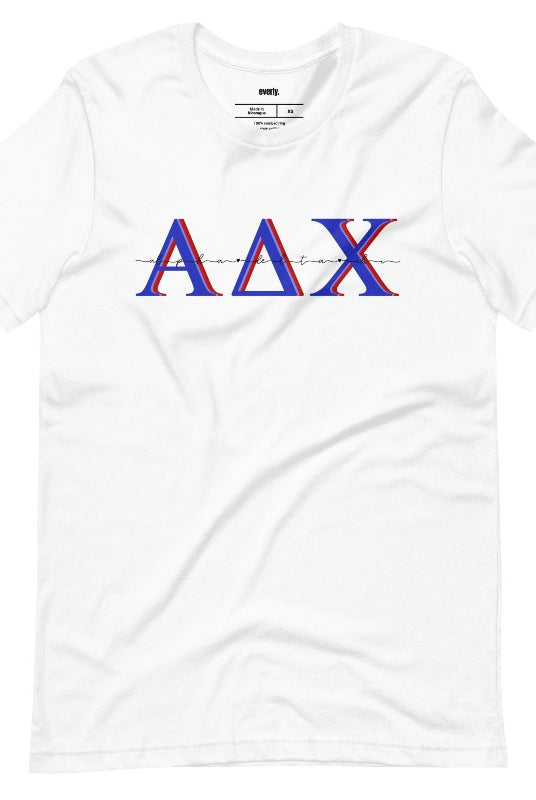 Alpha Delta Chi Sorority Letter PNG sublimation digital download design, on a white graphic tee