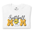 Retro Softball Mom PNG sublimation digital download design, on a white graphic tee