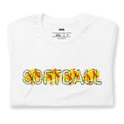 Softball Bubble Letters PNG sublimation digital download, on a white graphic tee