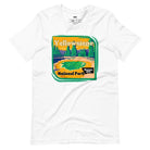 Yellowstone National Park Graphic on a white shirt. 