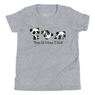 Roll into cuteness with our kids' shirt! Featuring an adorable rolling panda bear with the saying 'This Is How I Roll,' on an athletic heather grey shirt. 