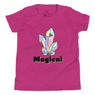 Our kids' shirt is designed to unleash your child's magic. Featuring colorful crystals and the word "Magical", it ignites your child's imagination on a berry colored shirt. 