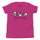 Roll into cuteness with our kids' shirt! Featuring an adorable rolling panda bear with the saying 'This Is How I Roll,' on a berry colored shirt. 